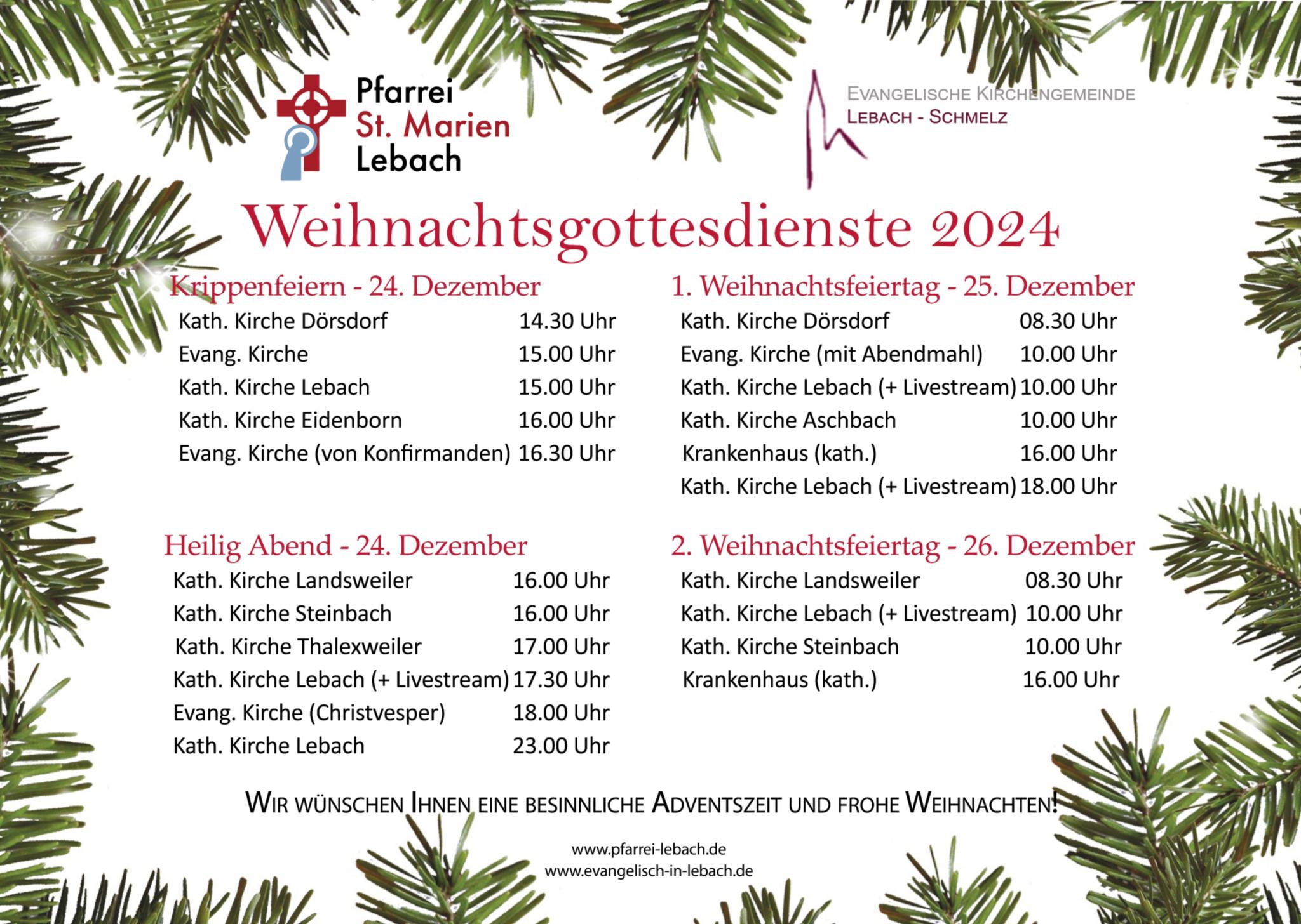 Weihnachtsgottesdienste 2024